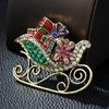 Rhinestone Large Sled And Christmas Gift Brooch Luxury Fashion Party Decoration Pin New Design 2023