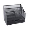 Desk Organiser Metal Mesh Office Table Organiser with Drawer for Books Pens Stapler Folder Clips Notes