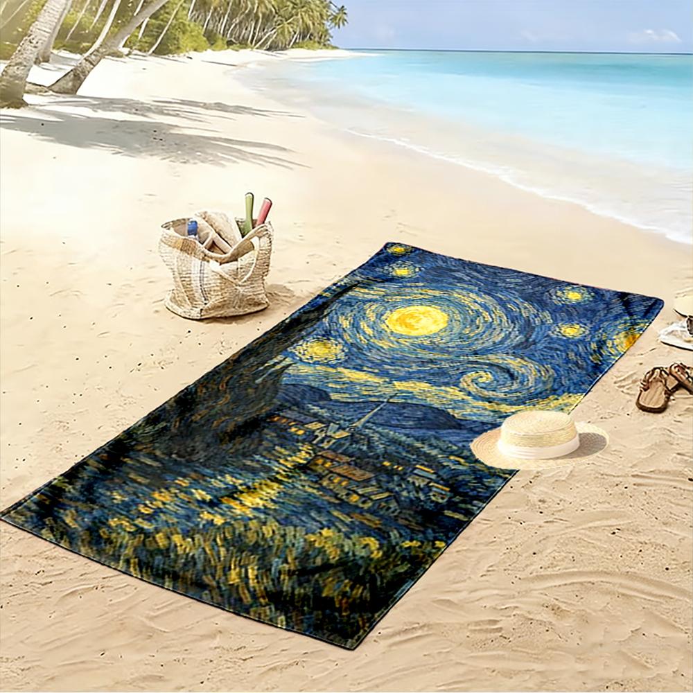 Starry Night Artistic Painting Design Beach towel quick-drying for travel outdoor sports jogging beach and swimming