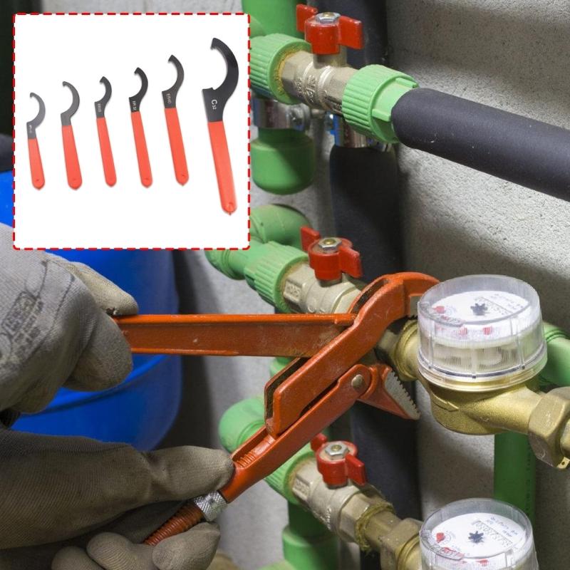 Premium 6 Unit Hook Wrench Spanner Tool Group Solid Construction For Motorcycle Pipework Plumbing And Mechanical Repair