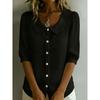 Camicia Casual da Donna a Maniche Lunghe, Colore Unito, Collo a Bambola, Bottoni