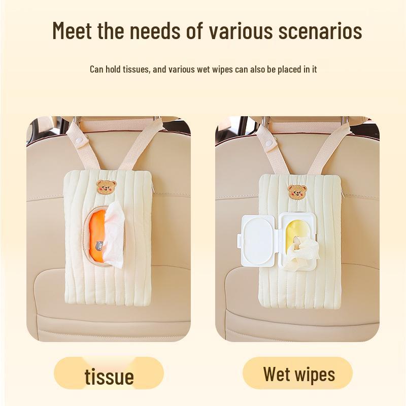 Car Cartoon Tissue & Wet Wipe Hanging Bag for Seats & Strollers