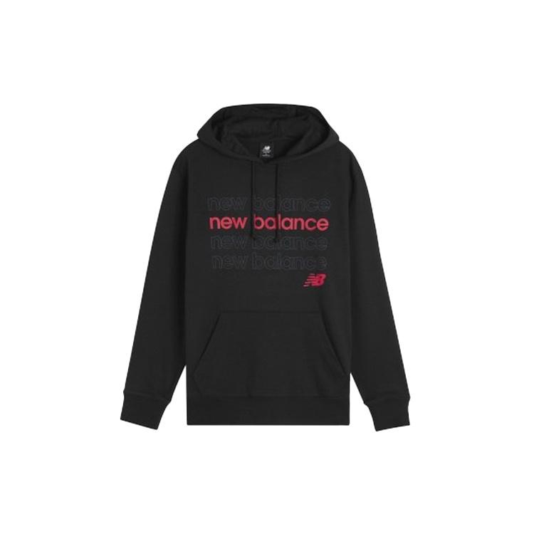 New Balance Men s New Balance logo Printing Drawstring hooded Long Sleeves Black AMT01916 L