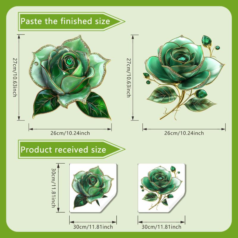 2Pcs Creative Rose Flower Waterproof Toilet Sticker Bathroom Wall Background Decal Home Decoration Self-adhesive Posters