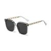 2PCS Chic Shining Sequins Link Chain Frame Over Sized Sunglasses for Women Men Trendy Shades Anti-radiation Eyewear