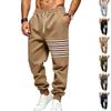 Men Stripe Jogger Sweatpants, Elastic Drawstring Waist Contrast Stripe Ribbed Ankle Cuffs Soft Fleece‑Lined Casual Athletic Trousers