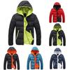 Men Color Block Zipper Hooded Cotton Padded Coat Slim Fit Thicken Outwear Jacket