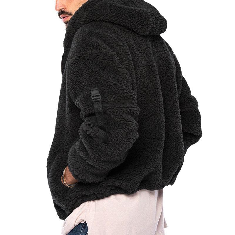 Herren Winter Neu Doppelseitiges Arktisches Fleece Kapuzen-Reißverschluss Freizeitjacke