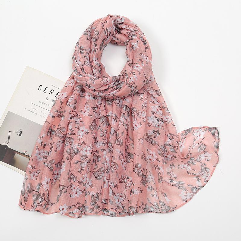 180*85Cm Fashion Retro Big Floral Viscose Scarf Lady Print Voile Shawls And Wraps Pashmina Foulards Muslim Hijab