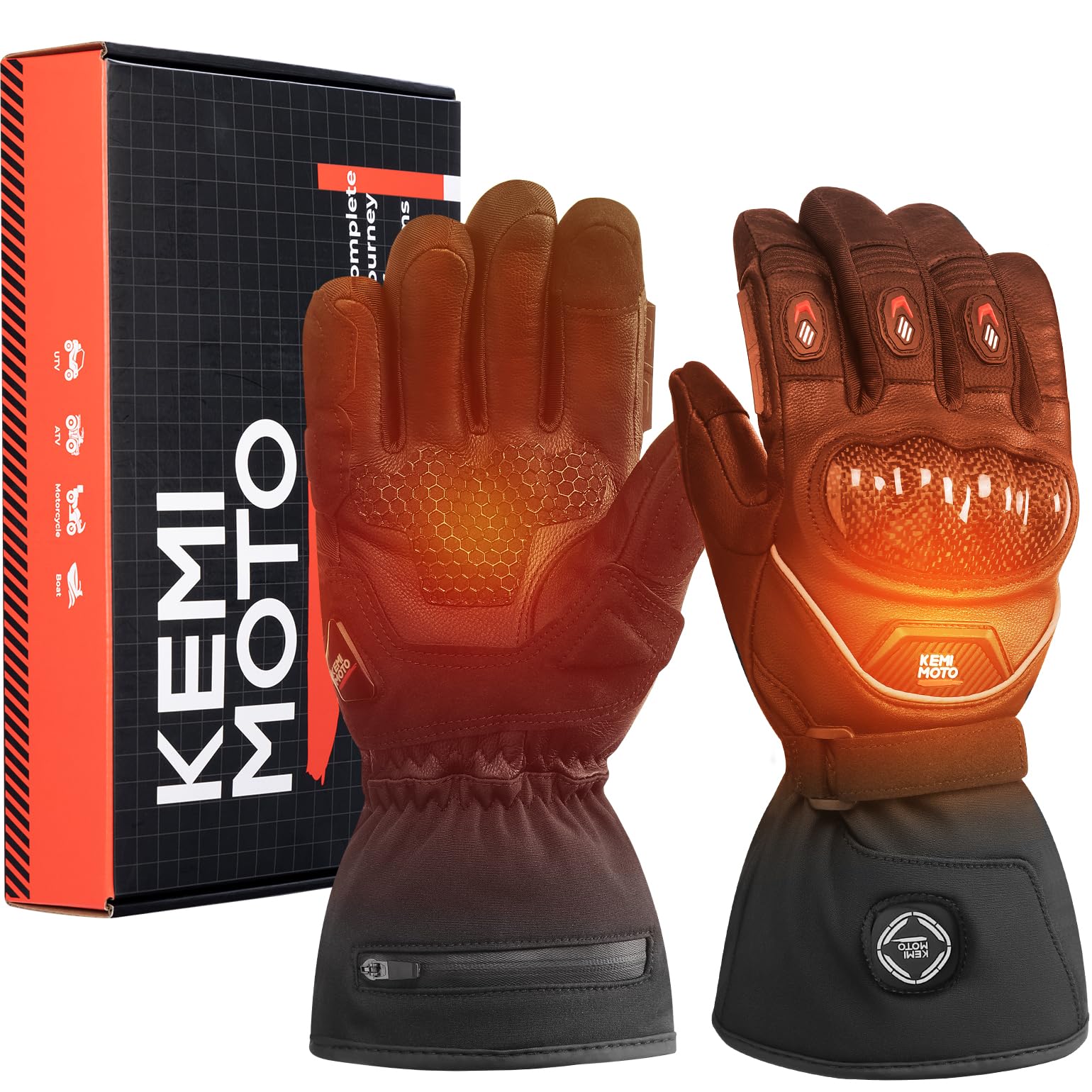 

KEMIMOTO Электрические перчатки с подогревом для равномерного нагрева с передовой углеродной нано-шоковой технологией, большой уровень заряда батареи, NEC, подходят для мотоциклов и активного отдыха чёрный