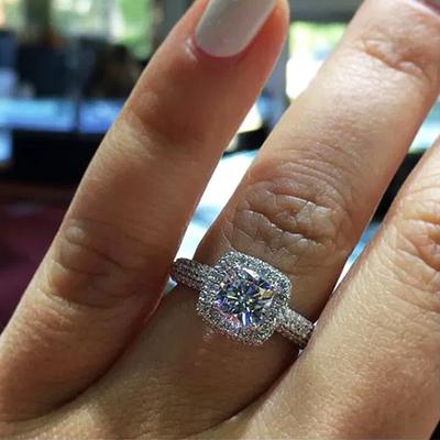 New Gorgeous Wedding Rings for Women Full AAA Crystal CZ Stone Proposal Engagement Ring Timeless Eternity Jewelry