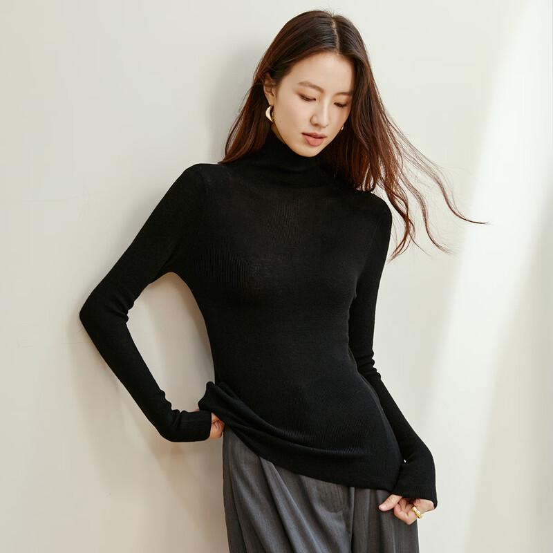 CARBAMMI Women's Slim-Fit High-Neck Knit Base Layer Top