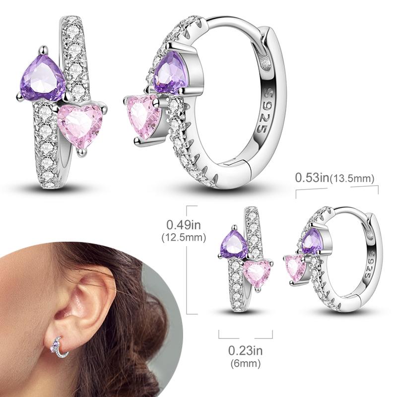 Original 925 Silver Hoops Earrings Zircon Pave Colourful Hoop Earrings For Women Fashion Jewelry Gift