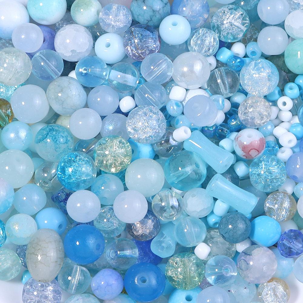 50g 3-12mm Mixed Size Glass Beads Colorful Loose Spacer Bead For Jewelry Making DIY Bracelet Necklace Phone Keychain Accessories