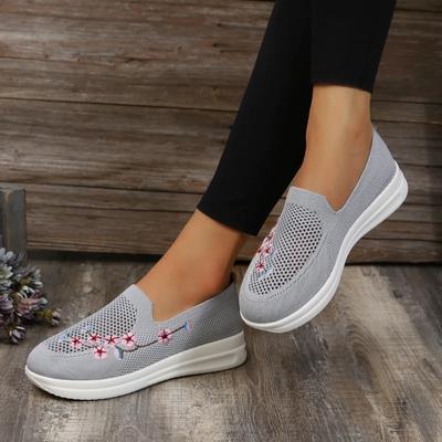 Fashion Women Flat Shoes Mesh Breathable Floral Comfort Shoes Soft Solid Color Fashion Female Footwear Lightweight Zapatos De Mujer