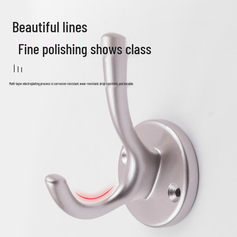 Aluminum Alloy Door Hook: Single/Double Wall, Bathroom & Kitchen Clothes Hanger