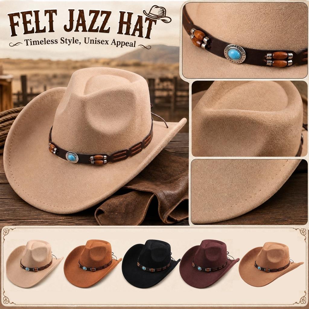 Wide Fedora Hat with Faux and Decorative Beads for Men Women