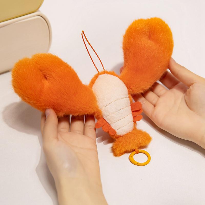 15cm Cute Lobster Plush Toy Pliers Can Clamp Things The Tail Can Be Pulled, Fun Lobster Pendant Keychain Backpack Decor