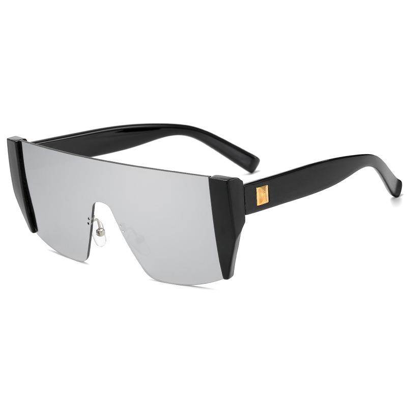 Flat Top Classic Square Sunglasses Woman Brand Designer Shield Punk Mirror One Piece Eyewear Coating Shades UV400