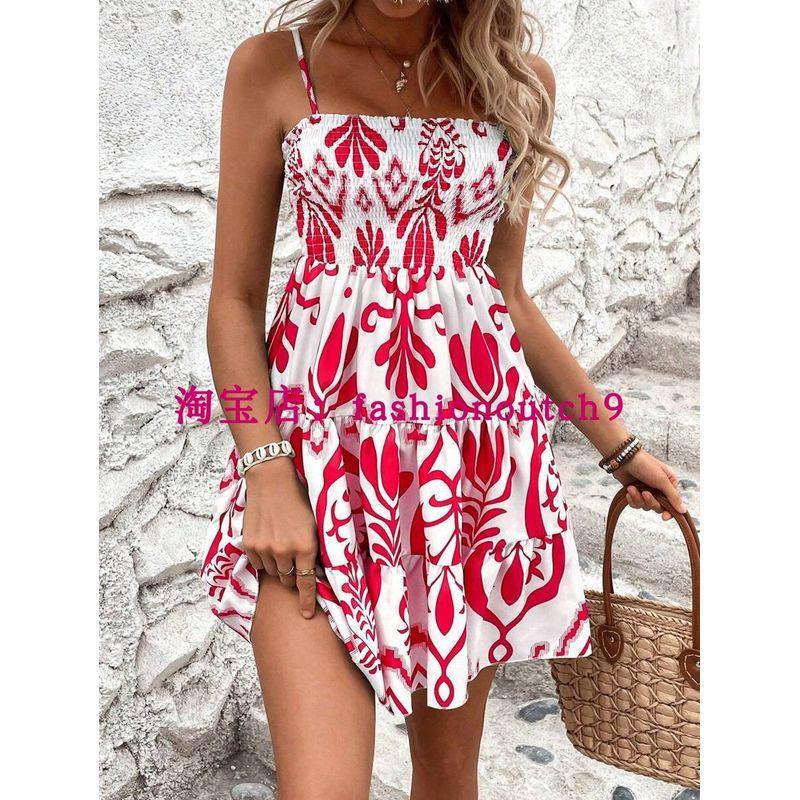 

2025 New Sexy and Fashionable Printed Dress Red M