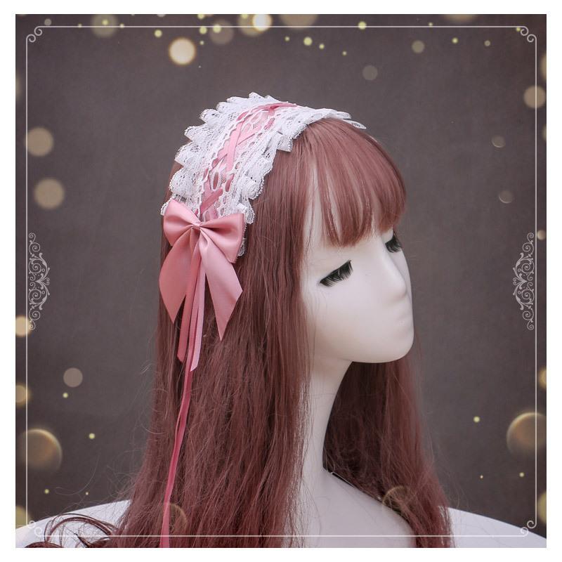Handmade Bow Lace Headband Japanese Girl Lolita Hairpin Soft Cute Two-dimensional Headgear Cute Sister Hair Accessories