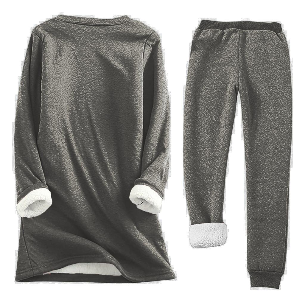 Ladies' Loose And Comfortable Round Neck Heart-shaped Printed Thick Long Sleeved Top With Cotton Pants Set