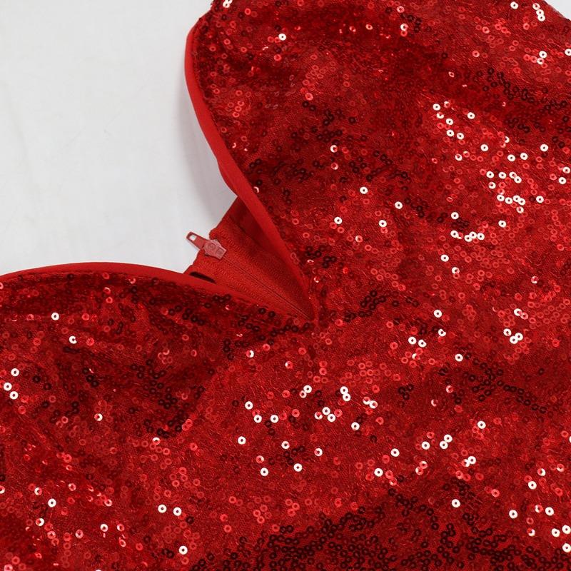 Women's Sequin Halter Dress Dinner Dress Wrap Hip Short Dress Patchwork Lotus Hem