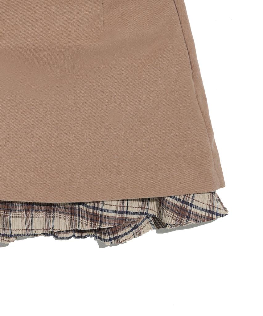 High School Disco Layered Buckle Skirt_Beige