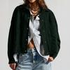 Women's Fashion Zip-Up Loose Fit Color Casual Jacket for Everyday Wear