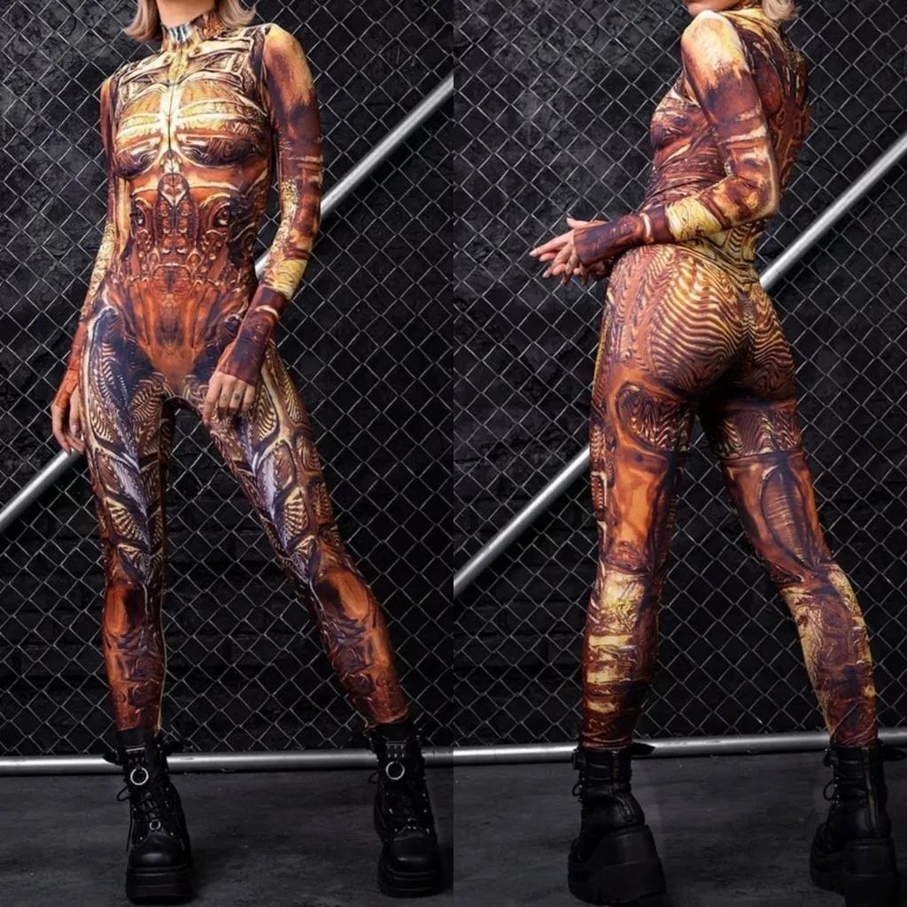 3D Digitaltrykk Sceneopptreden Kostymer Voksne Halloween-arrangementer Karneval Temafest Cosplay Antrekk Latespill Jumpsuit