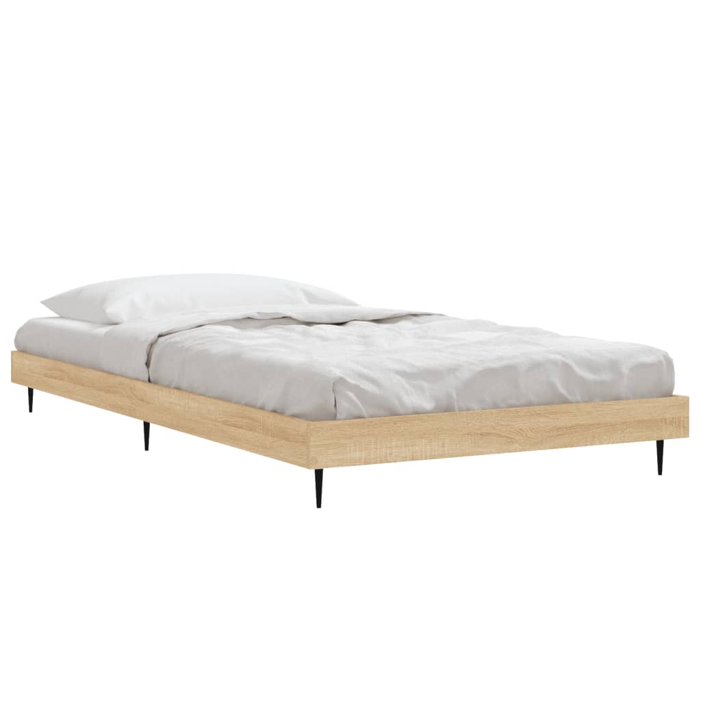 Bed Frame Without Mattress Sonoma Oak Finish 100 X 200 Cm Engineered Wood