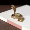 3D Retro Style Brass Cobra King Snake Sculpture Courtyard Desktop Decoration Exquisite Reptile Statue Home Decoration Gifts