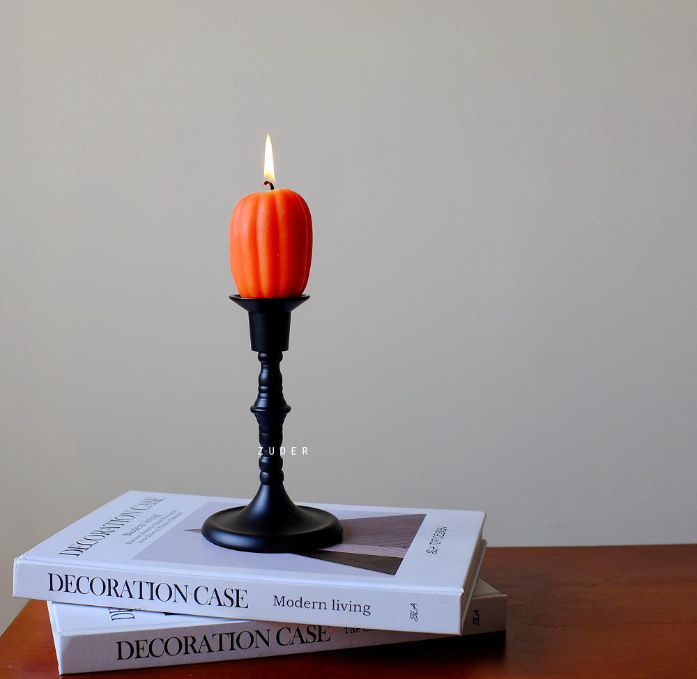 Black Wrought Iron Retro Candlestick Ornament for Christmas, Halloween, Weddings