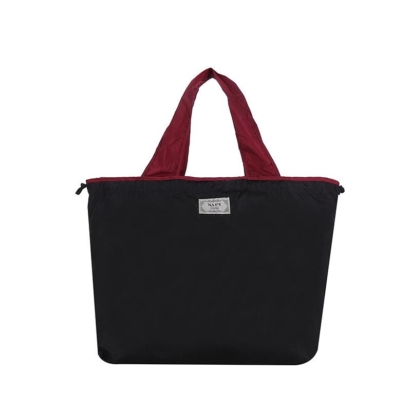 Eco-friendly Lightweight Water-repellent Foldable Shopping Bag with Drawstring Closure and Large Capacity