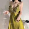 Sexy suspender pajamas women's ice silk thin style with chest pad lace beautiful back French small chest gathering suspender pajamas