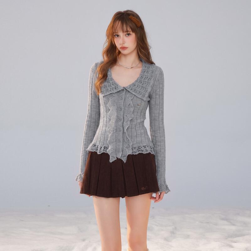 Women's Korean Style Doll Collar Knit Cardigan