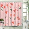 Tulip and Dragonfly Shower Curtain - Vibrant Floral & Insect Design, Polyester Bathroom Decor, 12 Hooks