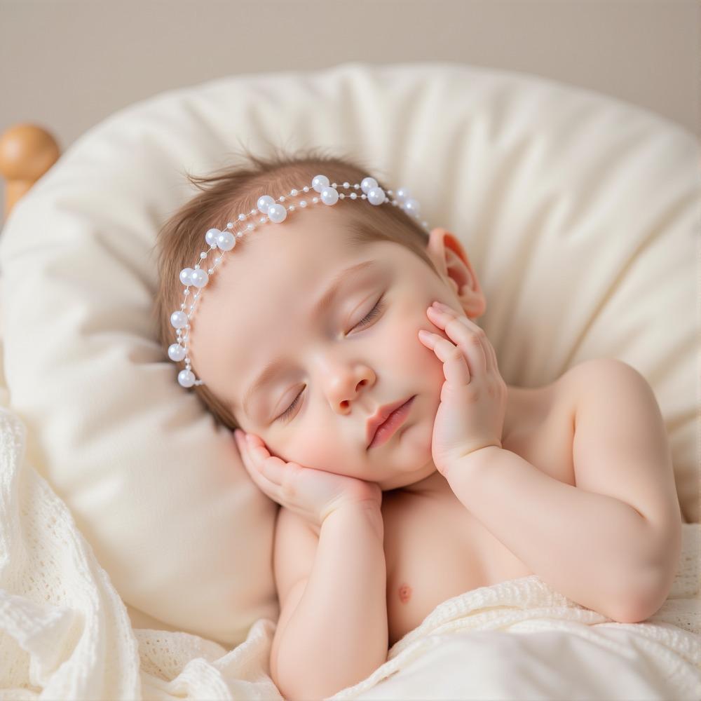 Baby Full Moon Photography Pearl Headband & Bead Props