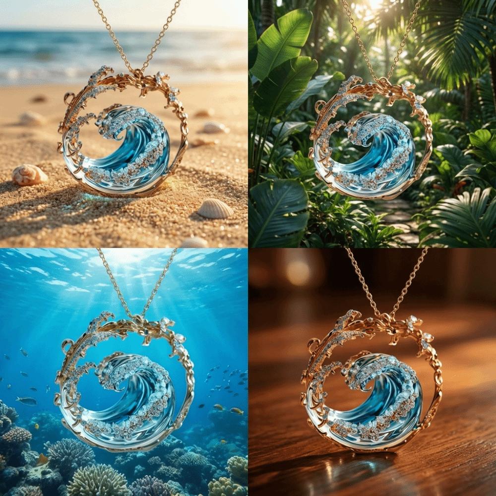 Creative Wave Pendant Necklace Ocean Style Spindrift Jewelry Sea Oath Necklace Daily Wear