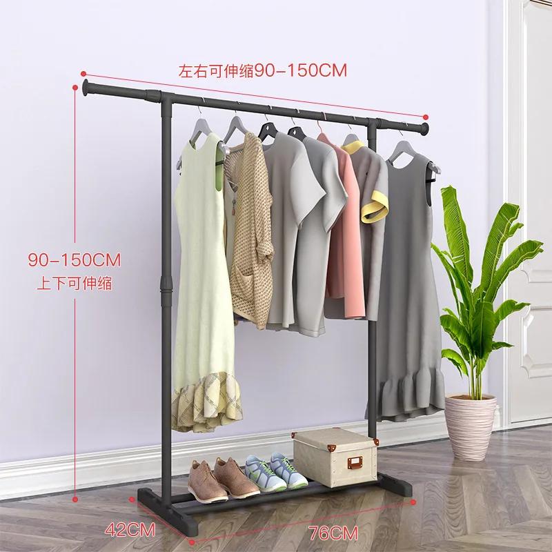 Double Pole Coat Rack Simple Reinforced Steel Frame Clothing Rack Bedroom Mobile Drying Rack Minimalist Floor Clothes Hanger