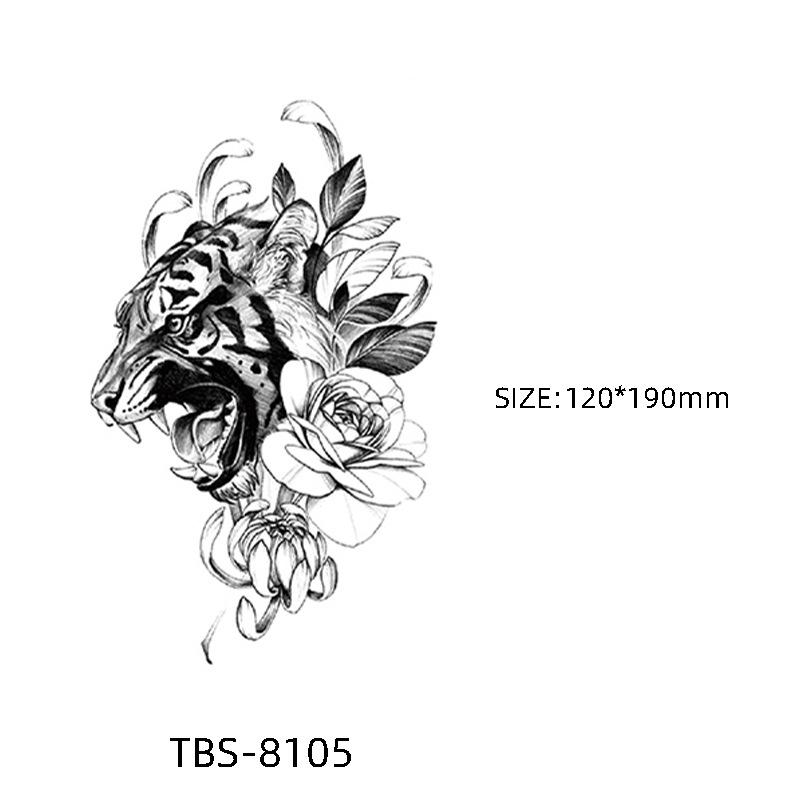 Waterproof Semi-Permanent Black & White Totem Flower Tattoo Stickers
