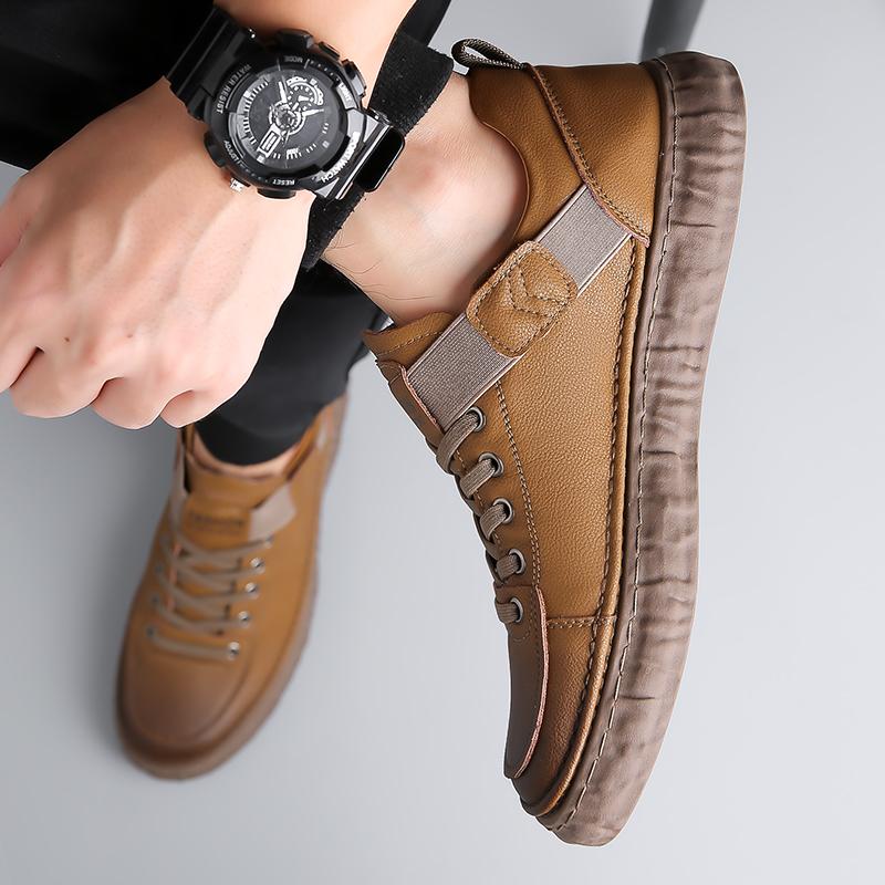 Fashion Lace-Up Outdoor Shoes Men Leather Fashion Casual Walking Shoes Male Comfortable Skate Shoe Luxury Brand All-match Mens Sneakers