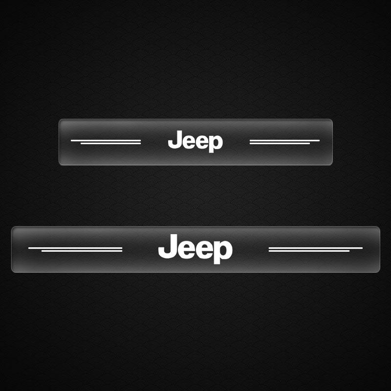 4Pc Car Threshold Protector Transparent Decorative Badge 3D Sticker for Jeep JK JL TJ Renegade Patriot Wrangler Cherokee Patriot Trail Liberty