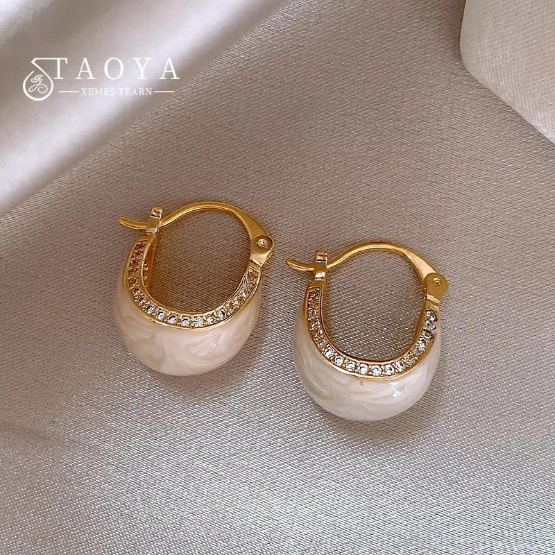

French Design Geometric U-shaped White Enamel Metal Pendant Earrings 2026 Fashion Jewelry For Korea Women s Sexy Accessories