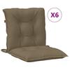 Low Back Chair Cushions 6 Pcs Melange Taupe 100 X 50 X 7 Cm Fabric