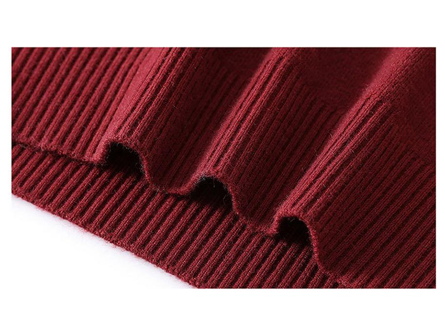 2025 New Style Red Winter Base Layer Top for Middle-Aged Women - Thickened Knitted Sweater