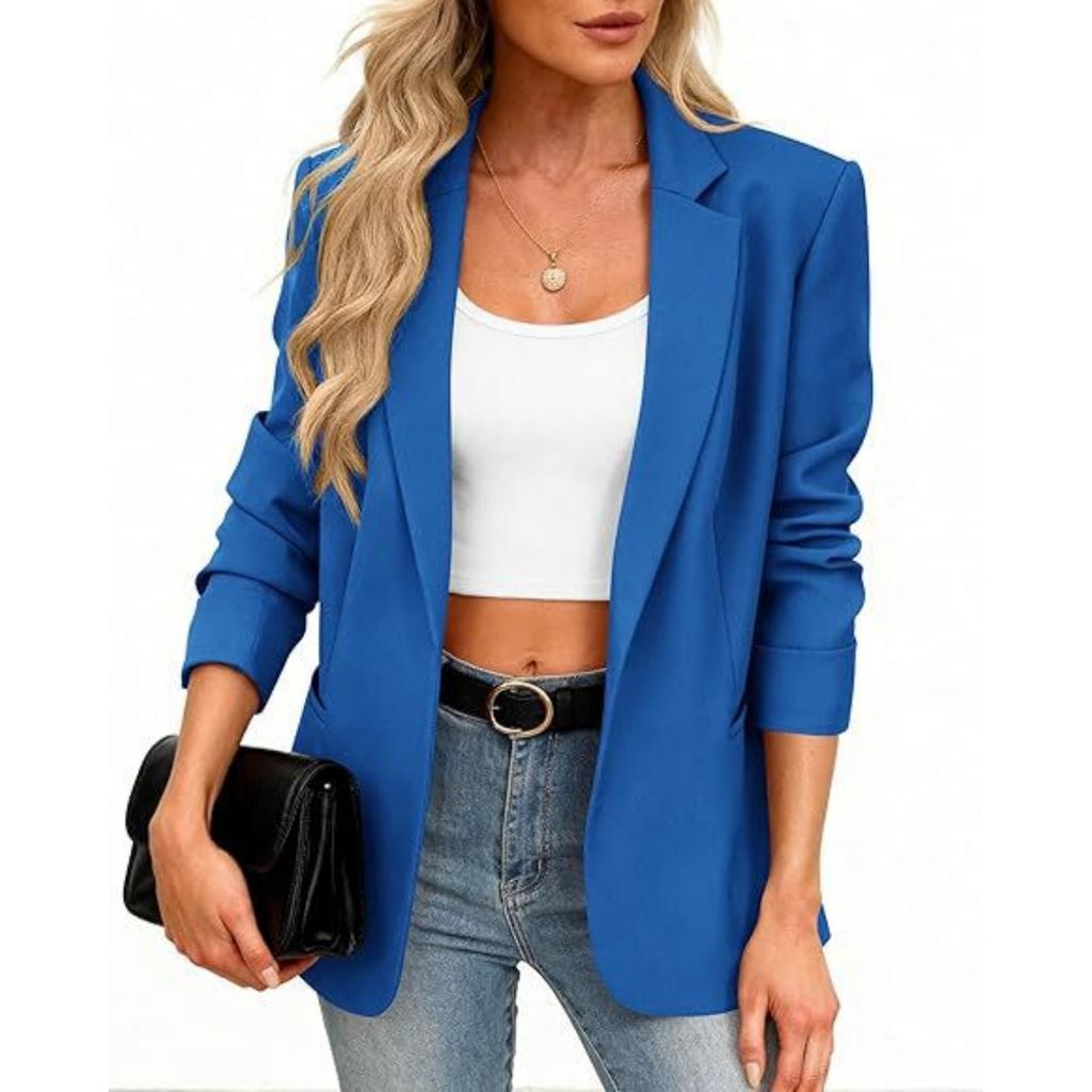 Women's Business Casual Long Sleeve Lapel Collar Jacket for Work Wear