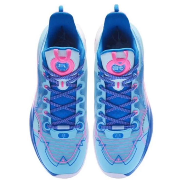Li Ning Yu Shuai 14 Low Electric Shock Cushioning Wear-Resistant Breathable Low-Top Basketball Shoes Men Sneaker Ice-Blue ABAR123-32
