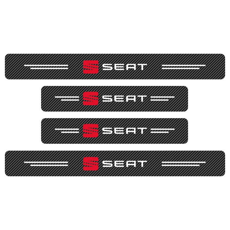 4 Stuks Koolstofvezel Auto Deur Drempel Beschermsticker Anti-kras Refit sticker Voor Seat Leon FR Altea Ibiza Toledo Cordoba Alhambra Arona Ateca Exeo