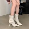 Fashion Temperament pointed new autumn and winter short boots for women, slim heels, patent leather elastic boots, side zipper